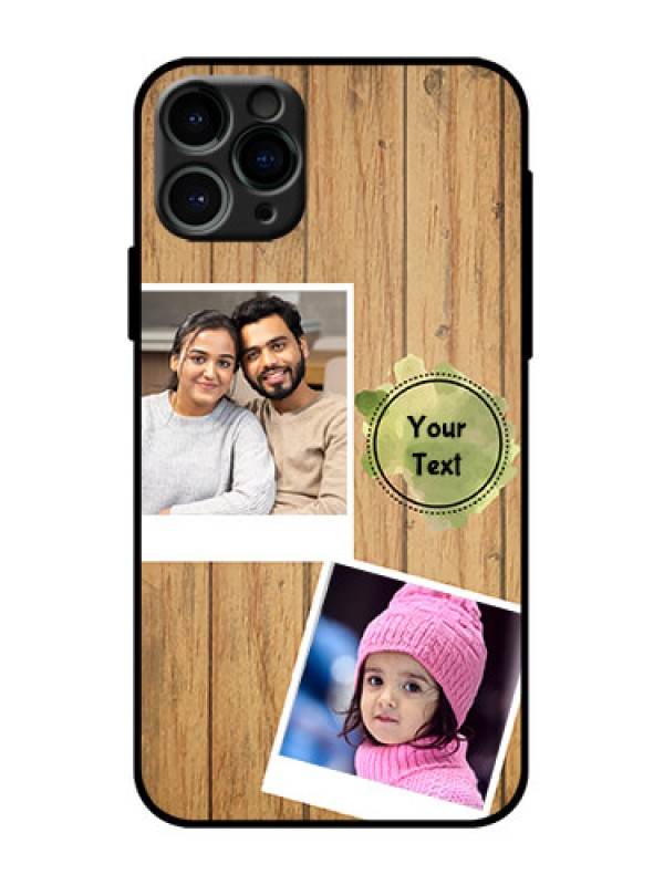 Custom iPhone 11 Pro Custom Metal Phone Case - Wooden Texture Design