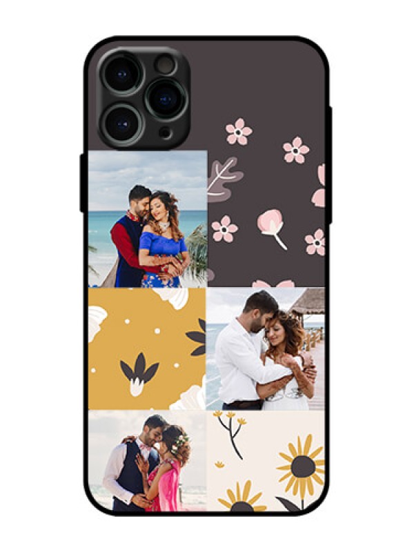 Custom iPhone 11 Pro Custom Metal Phone Case - 3 Images With Floral Design