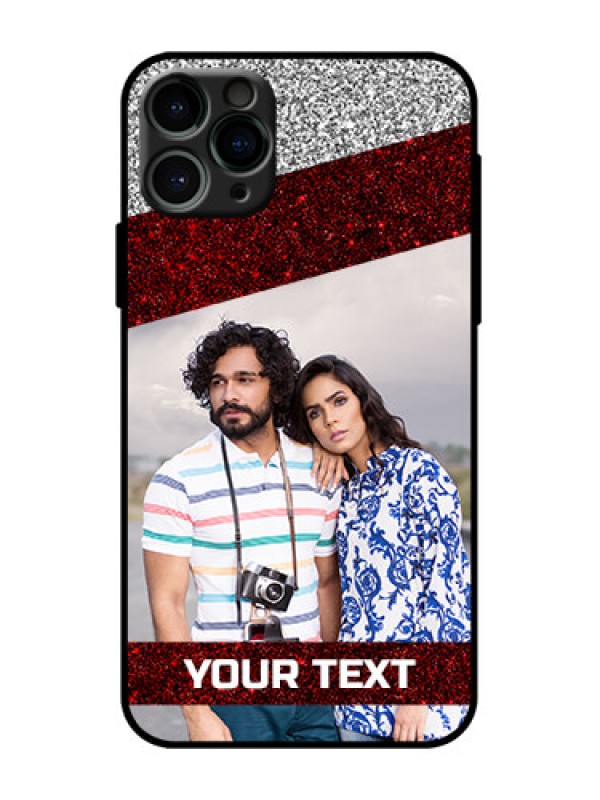Custom iPhone 11 Pro Custom Metal Phone Case - Image Holder With Glitter Strip Design