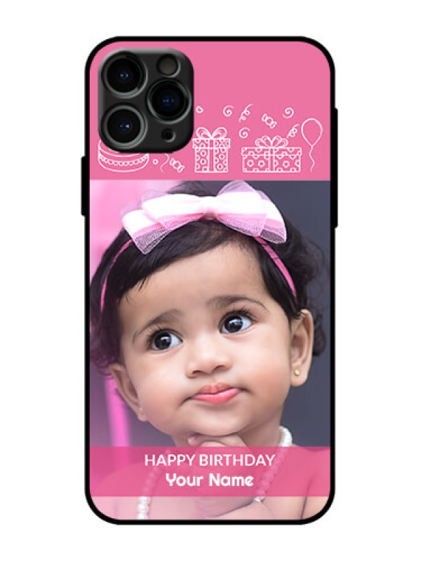 Custom iPhone 11 Pro Custom Metal Phone Case - With Birthday Line Art Design