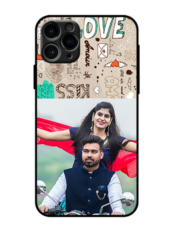 Custom iPhone 11 Pro Custom Metal Phone Case - Love Doodle Pattern