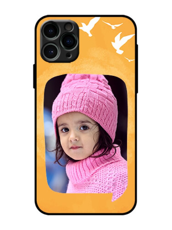 Custom iPhone 11 Pro Custom Metal Phone Case - Water Color Design With Bird Icons