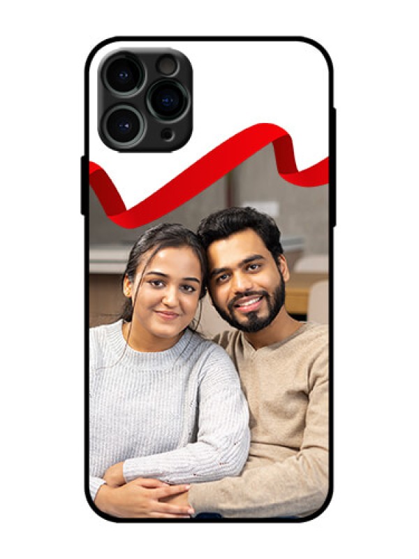 Custom iPhone 11 Pro Custom Metal Phone Case - Red Ribbon Frame Design