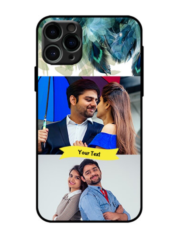 Custom iPhone 11 Pro Custom Metal Phone Case - Image With Boho Peacock Feather Design