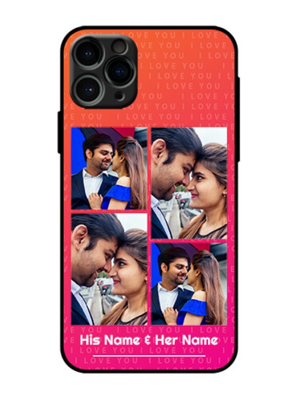 Custom iPhone 11 Pro Custom Metal Phone Case - I Love You Pink Design