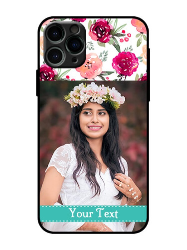 Custom iPhone 11 Pro Custom Metal Phone Case - Water Colors Floral Design
