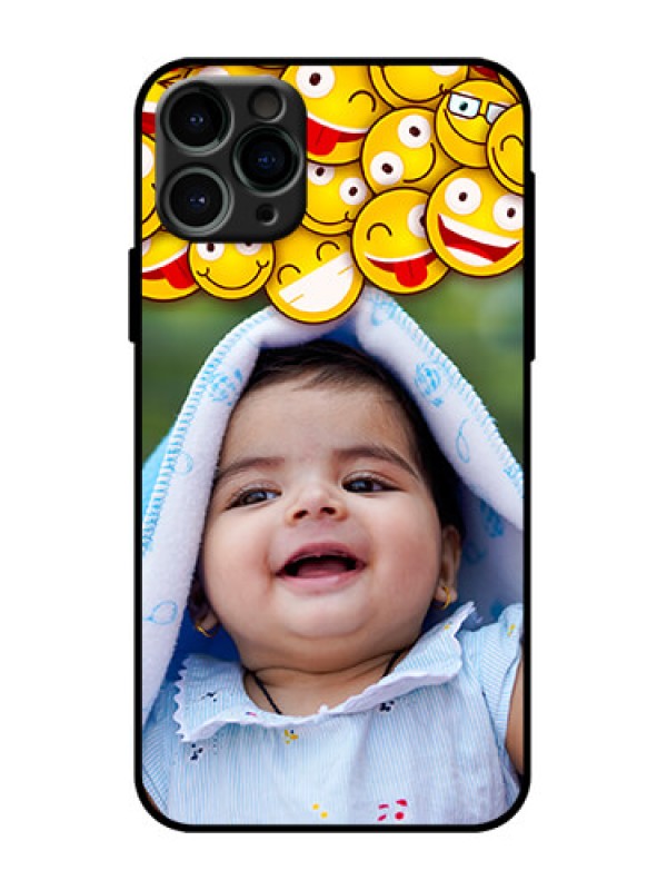 Custom iPhone 11 Pro Custom Metal Phone Case - With Smiley Emoji Design
