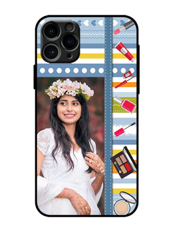 Custom iPhone 11 Pro Custom Metal Phone Case - Makeup Icons Design