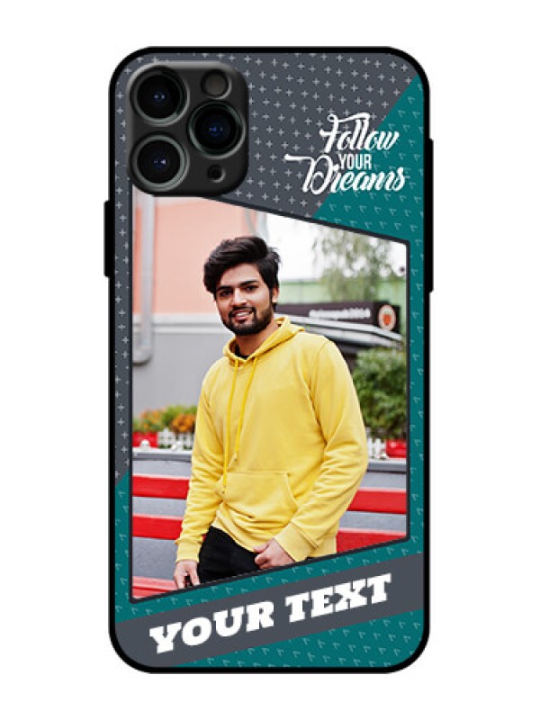 Custom iPhone 11 Pro Custom Metal Phone Case - Background Pattern Design With Quote