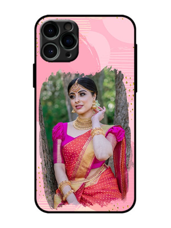 Custom iPhone 11 Pro Custom Metal Phone Case - Gold Glitter Splash Design