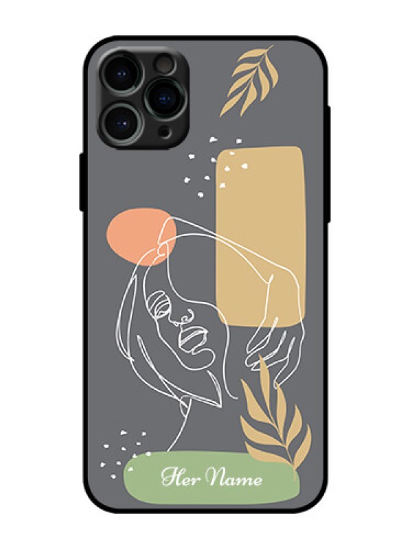 Custom iPhone 11 Pro Custom Metal Phone Case - Gazing Woman Line Art Design