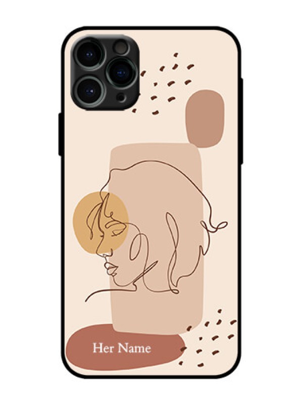 Custom iPhone 11 Pro Custom Metal Phone Case - Calm Woman Line Art Design