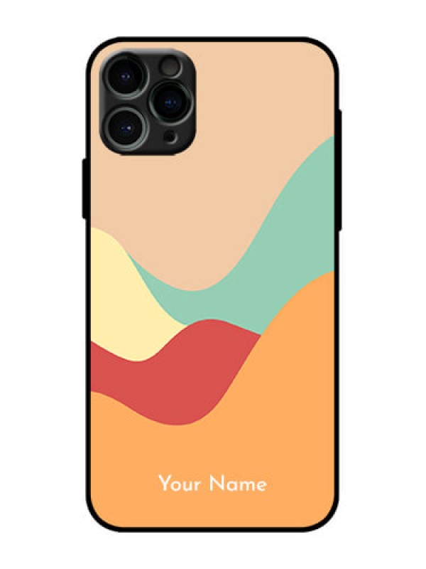 Custom iPhone 11 Pro Custom Metal Phone Case - Ocean Waves Multi - Colour Design