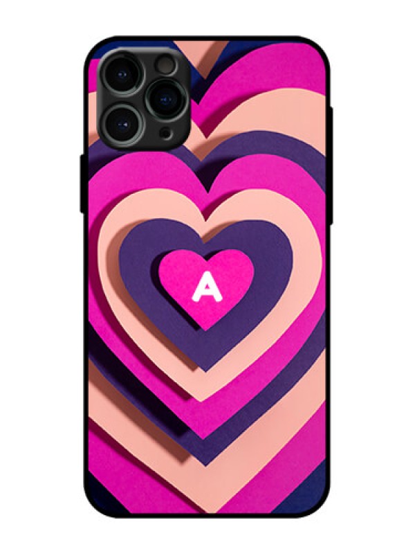 Custom iPhone 11 Pro Custom Metal Phone Case - Cute Heart Pattern Design