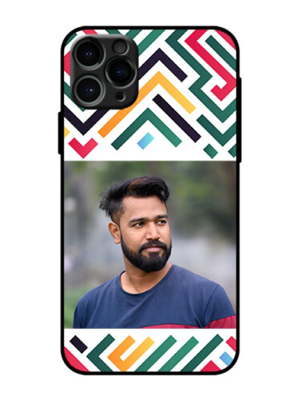 Custom iPhone 11 Pro Custom Metal Phone Case - Colorful Maze Pattern Design