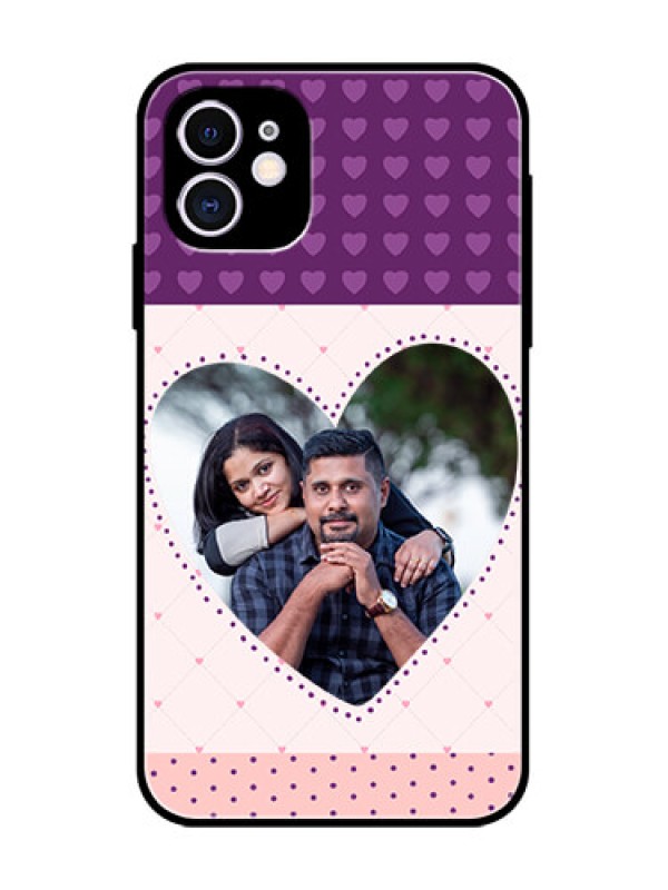 Custom iPhone 11 Custom Metal Phone Case - Violet Love Dots Design