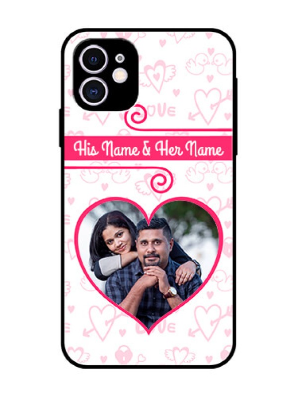 Custom iPhone 11 Custom Metal Phone Case - Heart Shape Love Design