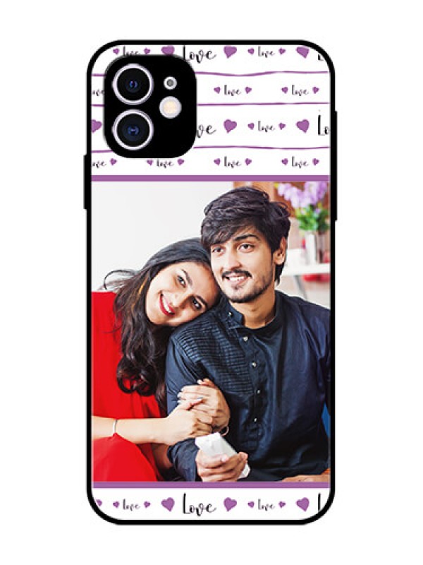 Custom iPhone 11 Custom Metal Phone Case - Couples Heart Design