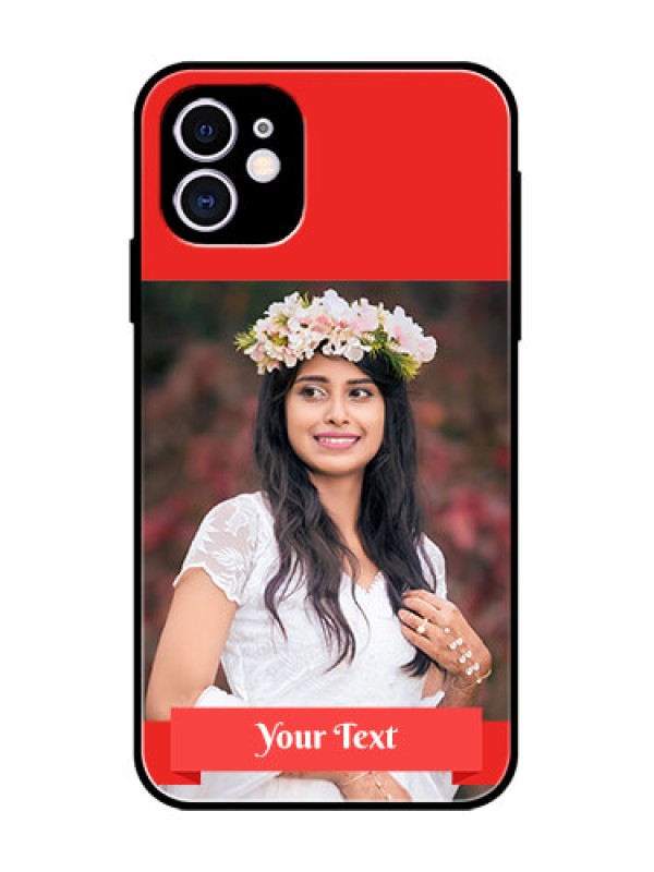 Custom iPhone 11 Custom Metal Phone Case - Simple Red Color Design