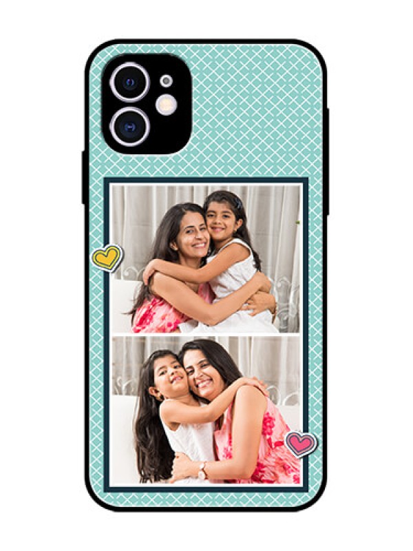 Custom iPhone 11 Custom Metal Phone Case - 2 Image Holder With Pattern Design