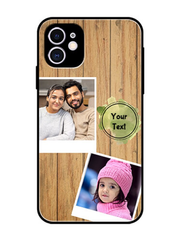 Custom iPhone 11 Custom Metal Phone Case - Wooden Texture Design