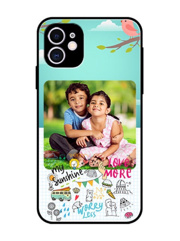 Custom iPhone 11 Custom Metal Phone Case - Doodle Love Design