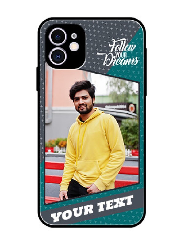 Custom iPhone 11 Custom Metal Phone Case - Background Pattern Design With Quote