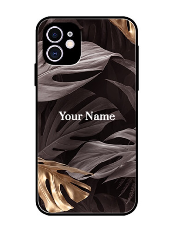 Custom iPhone 11 Custom Metal Phone Case - Wild Leaves Digital Paint Design