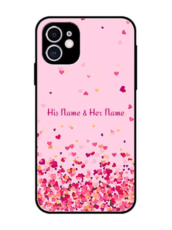 Custom iPhone 11 Custom Metal Phone Case - Floating Hearts Design