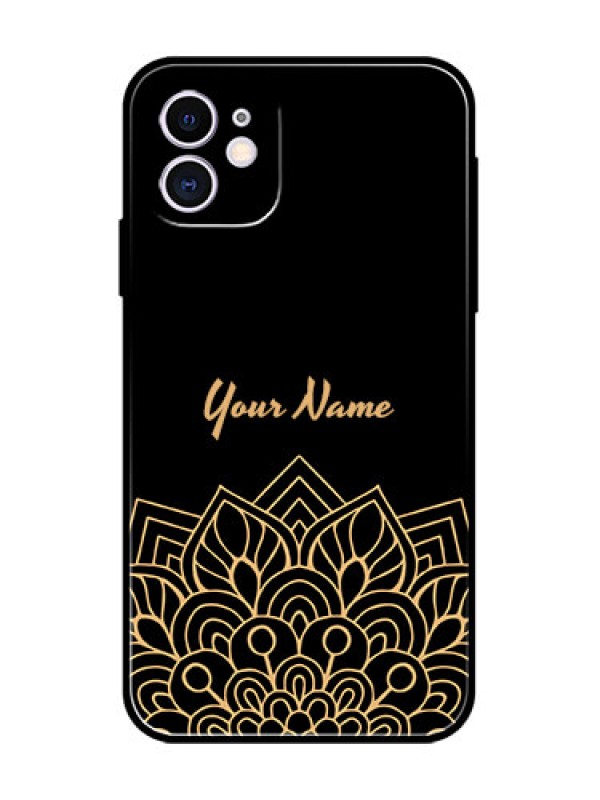 Custom iPhone 11 Custom Metal Phone Case - Golden Mandala Design