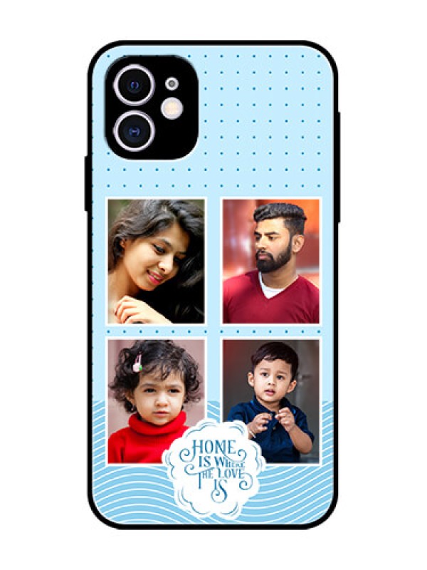 Custom iPhone 11 Custom Metal Phone Case - Cute Love Quote With 4 Pic Upload Design