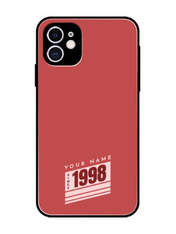 Custom iPhone 11 Custom Metal Phone Case - Red Custom Year Of Birth Design