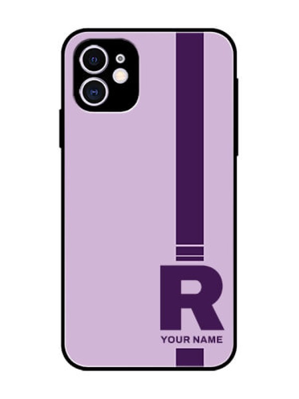 Custom iPhone 11 Custom Metal Phone Case - Simple Dual Tone Stripe With Name Design
