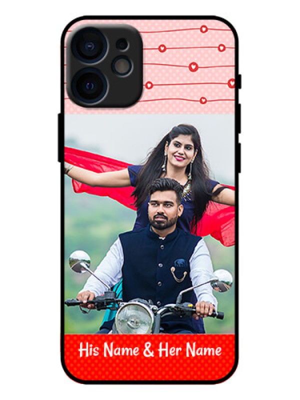Custom iPhone 12 Mini Custom Metal Phone Case - Red Pattern Case Design