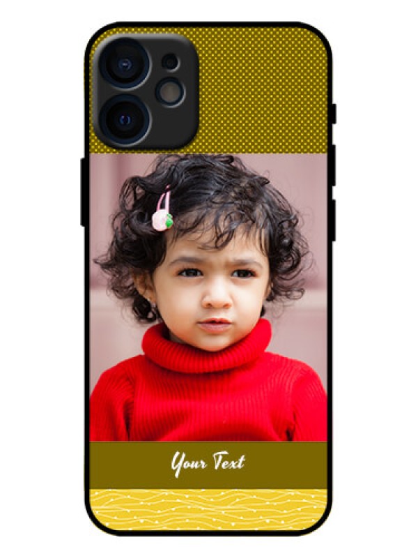 Custom iPhone 12 Mini Custom Metal Phone Case - Simple Green Color Design