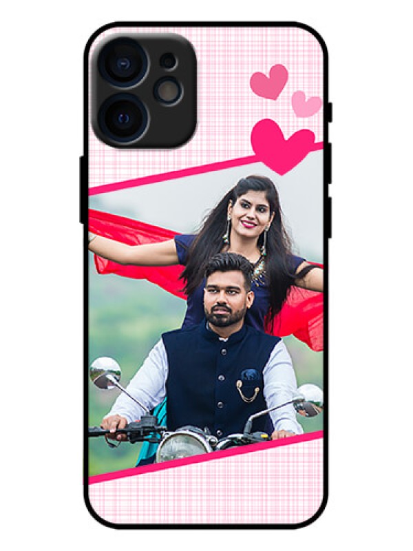Custom iPhone 12 Mini Custom Metal Phone Case - Love Shape Heart Design