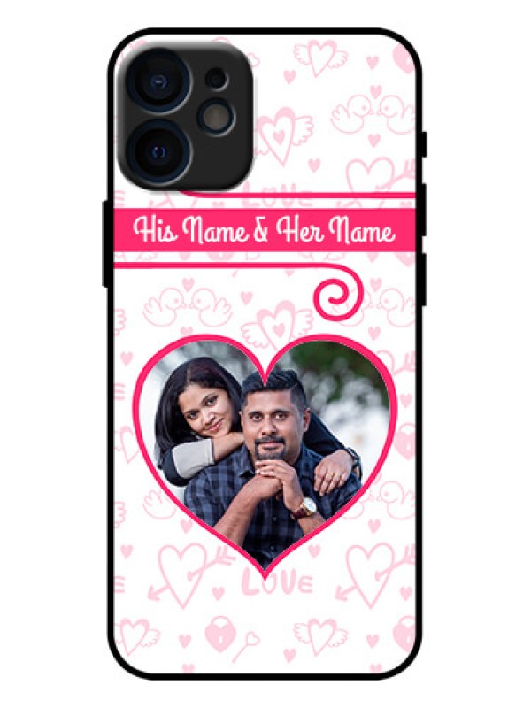 Custom iPhone 12 Mini Custom Metal Phone Case - Heart Shape Love Design