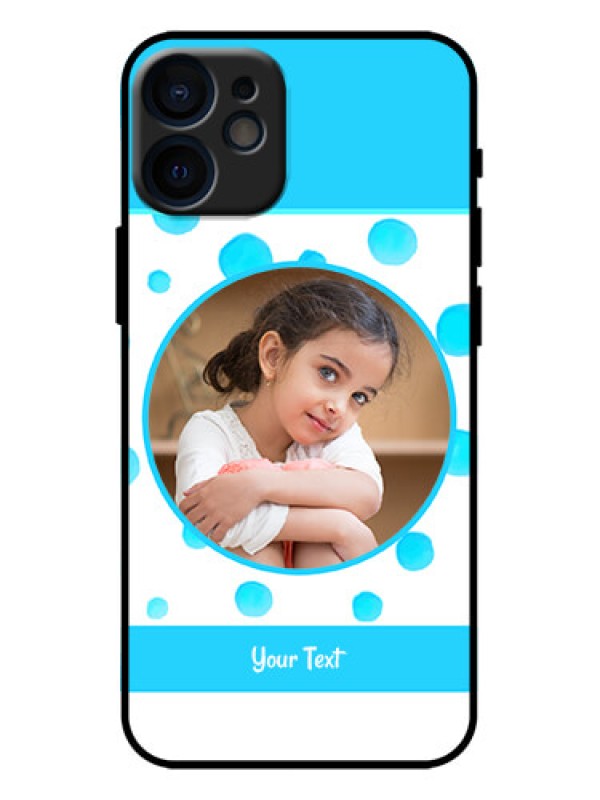 Custom iPhone 12 Mini Custom Metal Phone Case - Blue Bubbles Pattern Design
