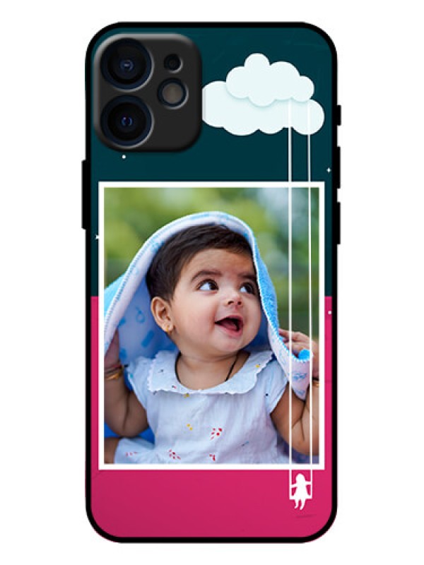 Custom iPhone 12 Mini Custom Metal Phone Case - Cute Girl With Cloud Design