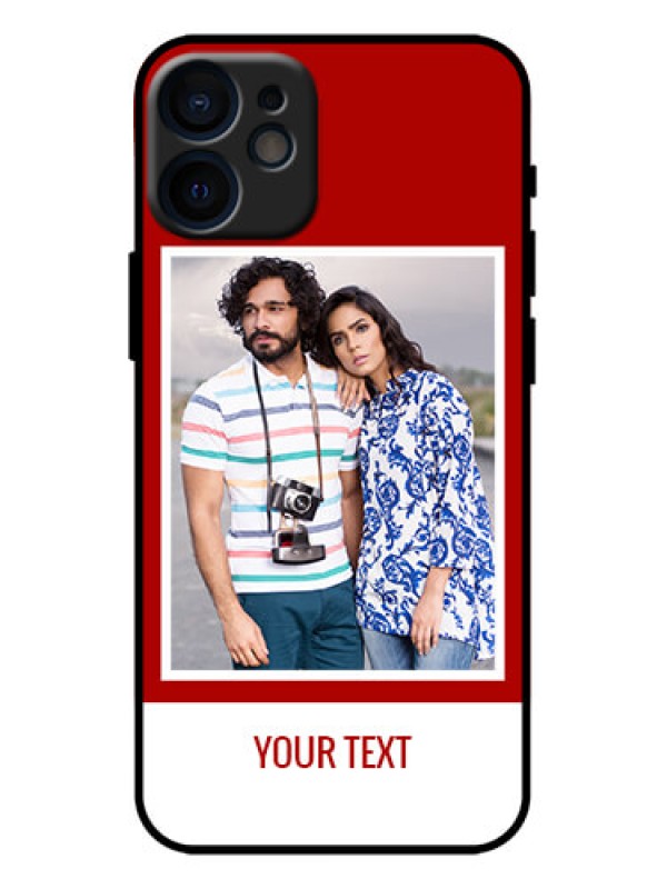 Custom iPhone 12 Mini Custom Metal Phone Case - Red Color Design