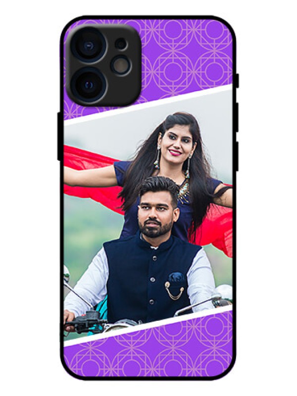 Custom iPhone 12 Mini Custom Metal Phone Case - Violet Color Pattern Design