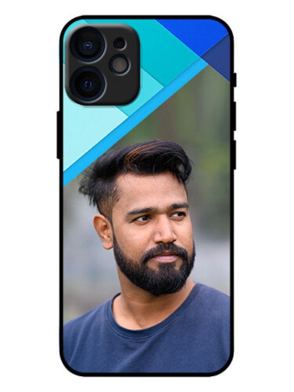 Custom iPhone 12 Mini Custom Metal Phone Case - Blue Pattern Design