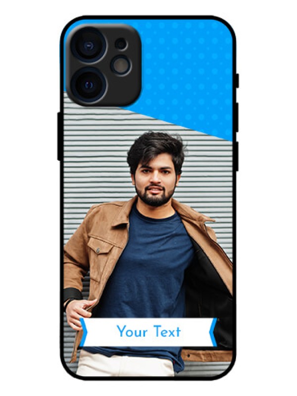 Custom iPhone 12 Mini Custom Metal Phone Case - Simple Blue Color Design