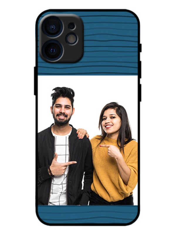 Custom iPhone 12 Mini Custom Metal Phone Case - Blue Pattern Cover Design