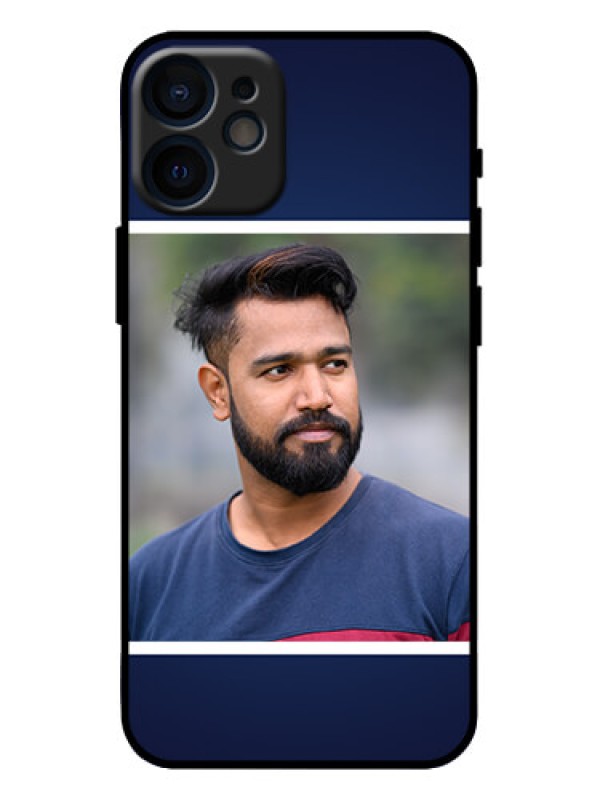 Custom iPhone 12 Mini Custom Metal Phone Case - Simple Royal Blue Design