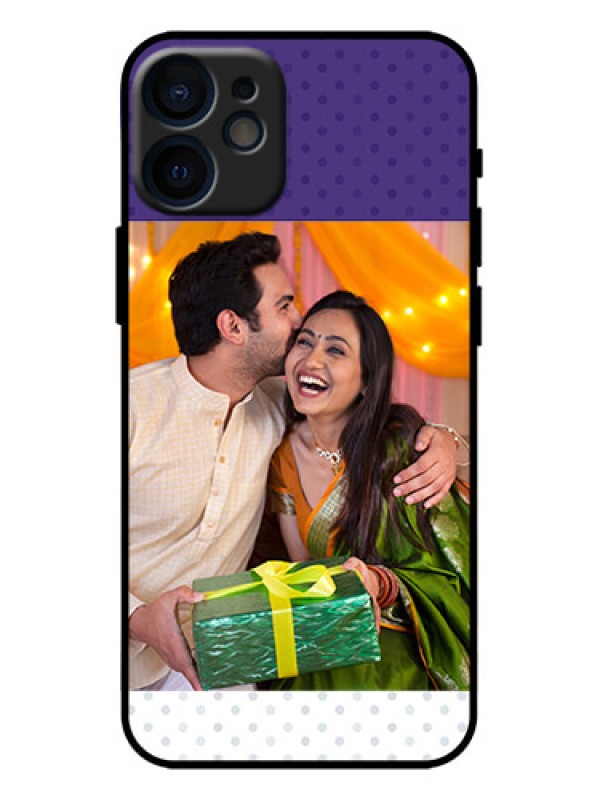 Custom iPhone 12 Mini Custom Metal Phone Case - Violet Colored Pattern Design