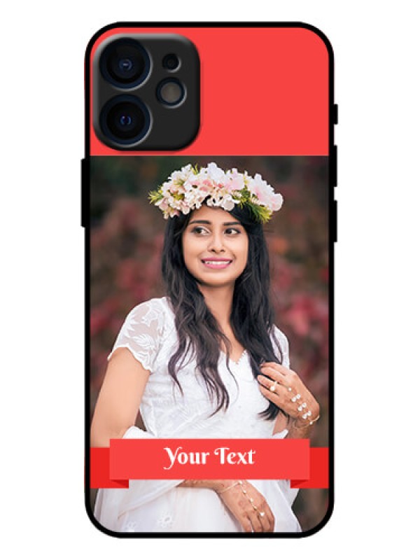 Custom iPhone 12 Mini Custom Metal Phone Case - Simple Red Color Design