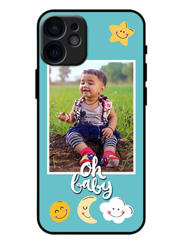 Custom iPhone 12 Mini Custom Metal Phone Case - Smiley Kids Stars Design