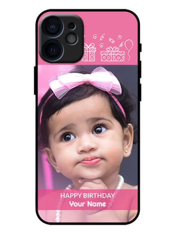 Custom iPhone 12 Mini Custom Metal Phone Case - With Birthday Line Art Design