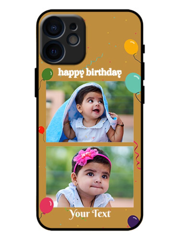 Custom iPhone 12 Mini Custom Metal Phone Case - Image Holder With Birthday Celebrations Design